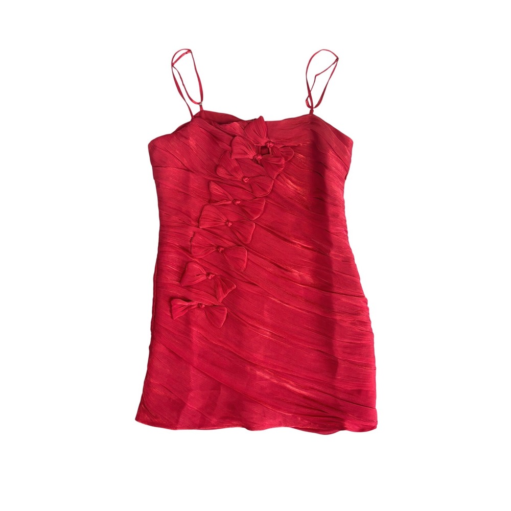 NEW Petal & Pup Petal Mia Shiny Red Bow Mini‎ Dress Size Large Party Feminine
